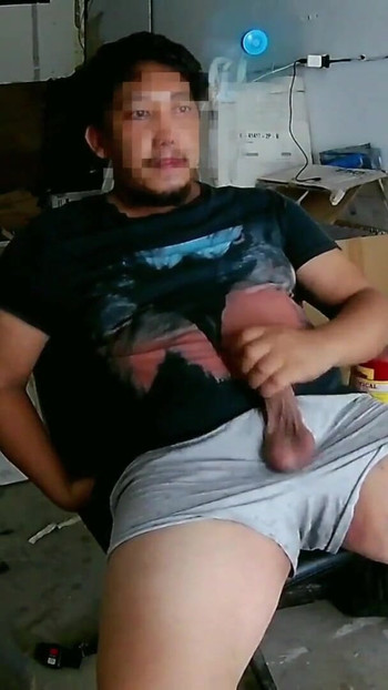 Spectacular moment from "Horny Chubby Construction Worker Jerks Off and Cums in the Stock Room"