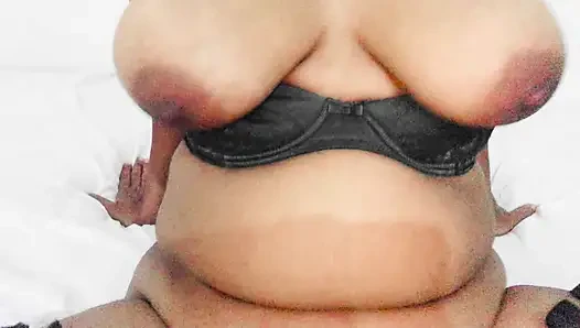 Close up play using fingers and eggplant