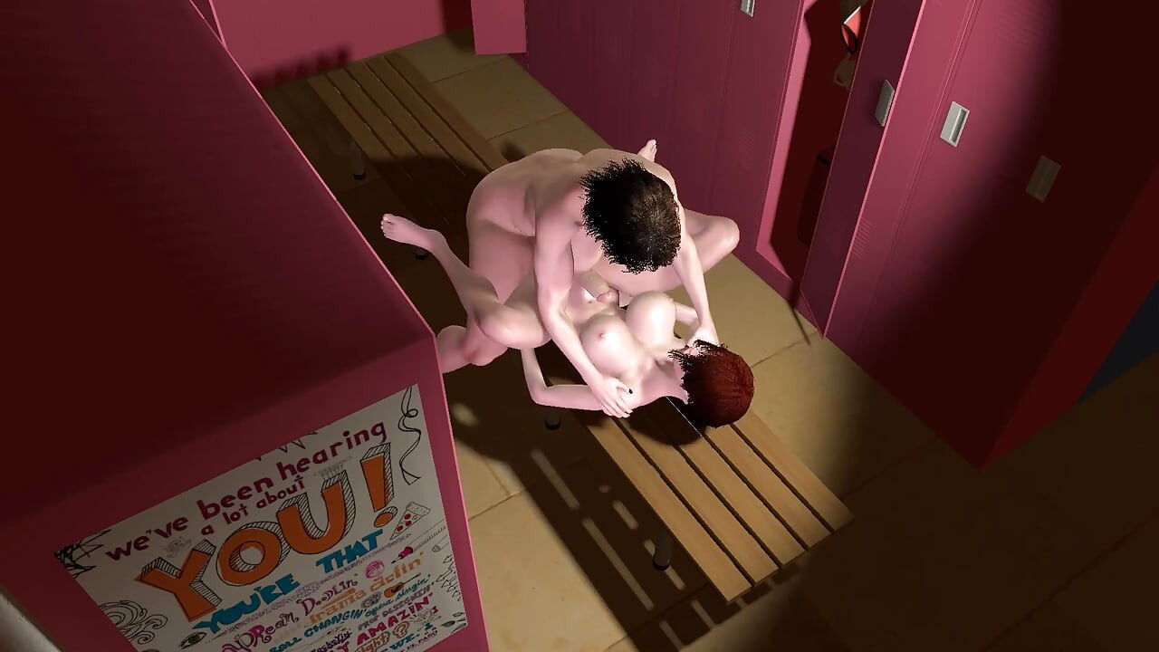 Shemale Takes Dick in the Locker Room