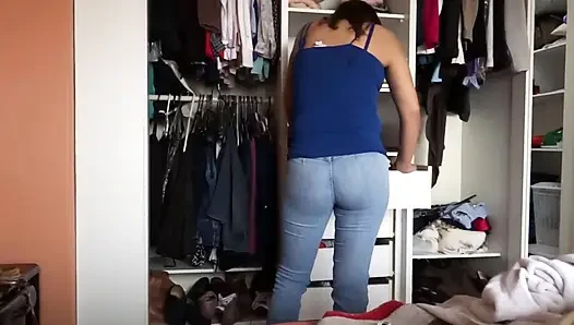I love to see how I make my stepson's cock hard, he cums twice in my ass and asks me for anal sex