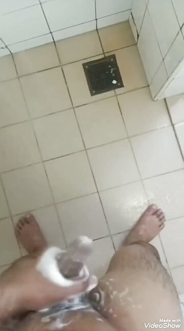 My big dick masterbation in cold shower