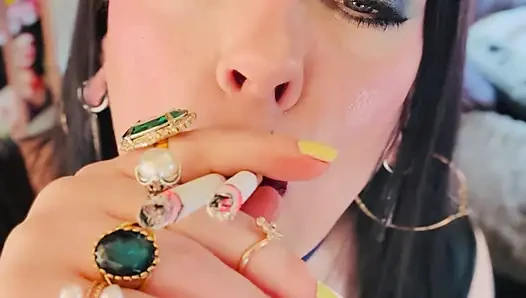 British Wife, Tina Snua, Smoking 2 Cigarettes At Once! Drifting Snap Inhales Smoker Smoke OMI OME