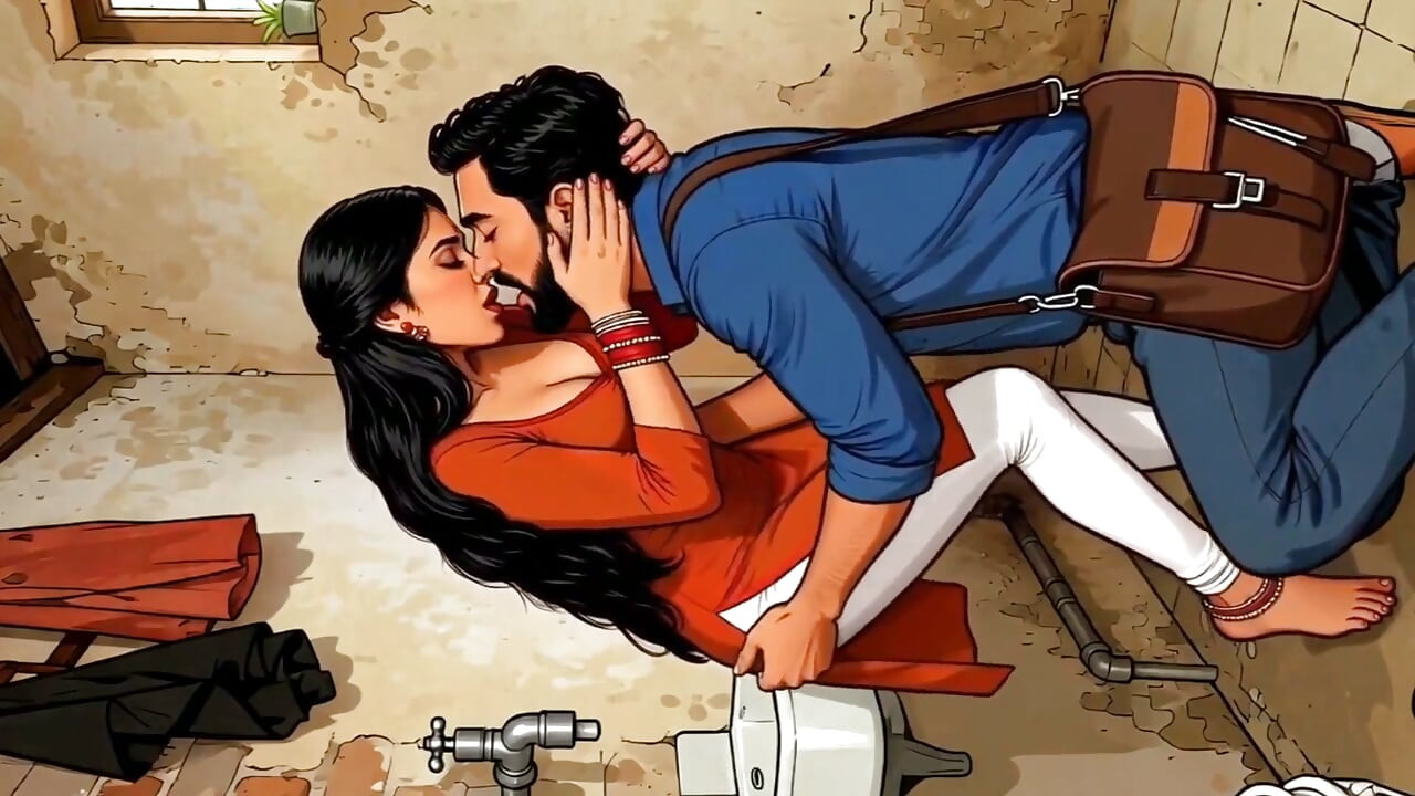Indian Woman Secret Sex with Plumber Bathroom Cartoon Ai