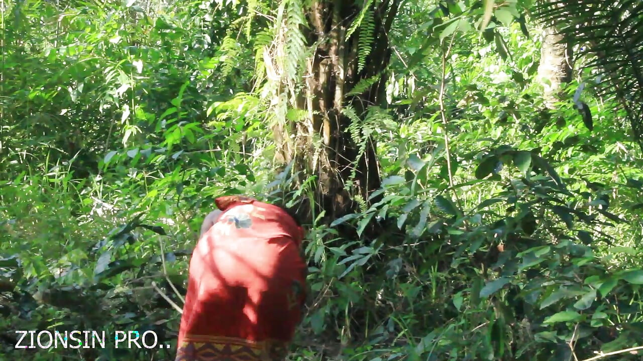 African girl in search of firewood in the bush got fuck by a bush man