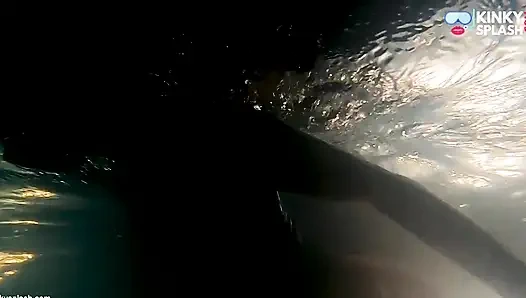 Night Swim in Latex Swimsuit & Full Face Mask