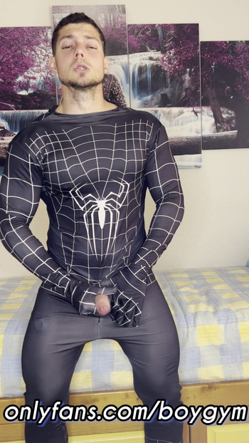 My COCK cums with Spiderman Suit💦