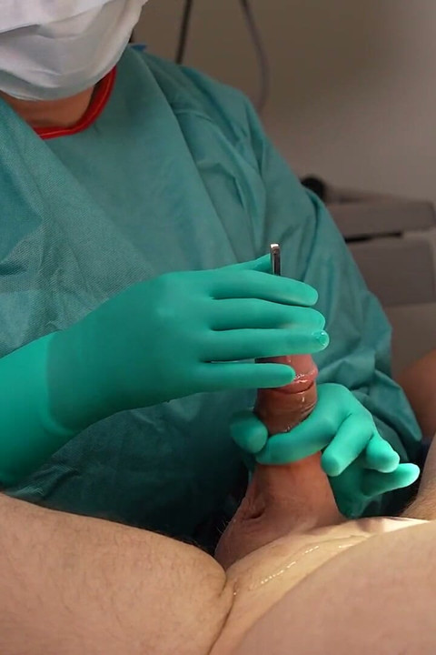 Sounding with Sterile Surgical Latex Gloves and Gown.