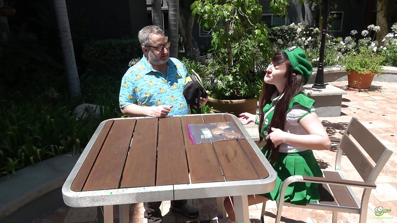 Girl Scout Tifa Quinn Sells Cookies Then Gets a Double Creampie