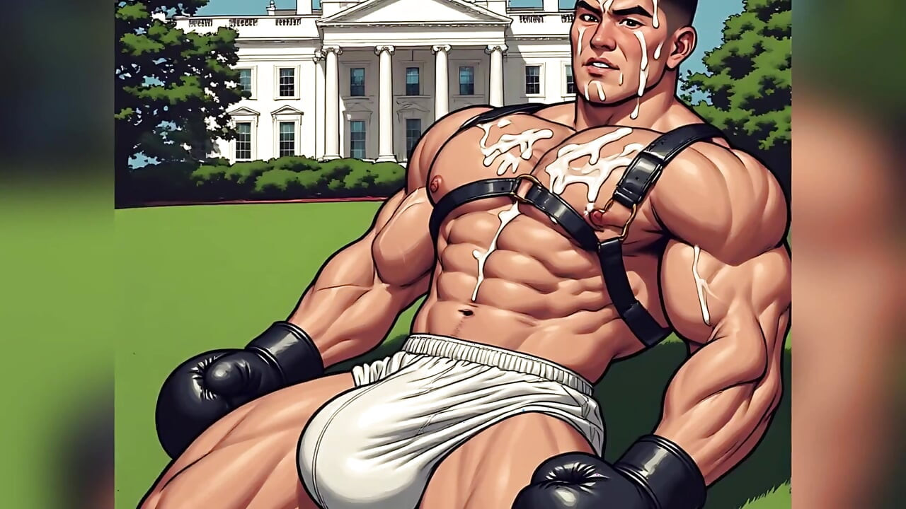 Asian Cum Covered Muscle Men Art