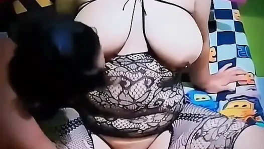 A Chubby Wife Wearing a Bodystocking