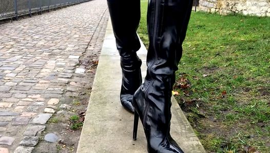 My Black High-heeled patent leather boots