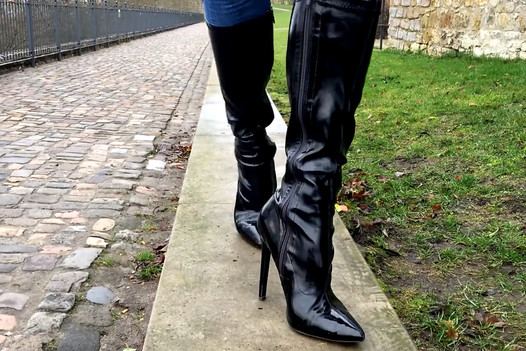 My Black High-heeled patent leather boots