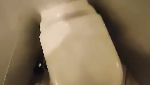 Small penis masturbates and comes to the toilet