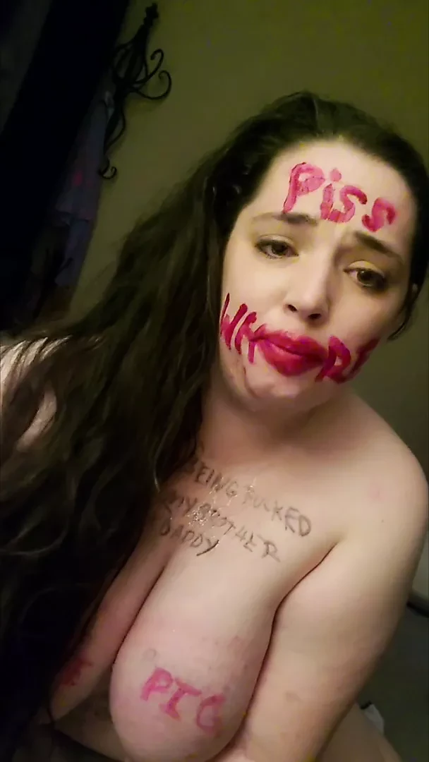 My piss whore pouring piss into her mouth