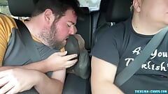 Latino dude foot worshipped and licked while driving