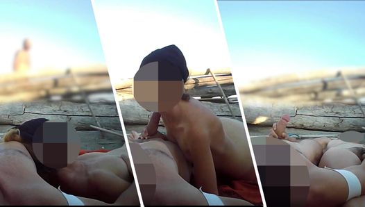 Profesora De Francés Paja Amateur En Una Playa Nudista En Público A Un Extraño Con Corrida - MissCreamy