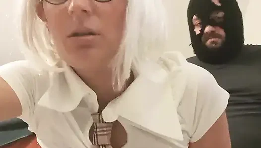 My favorite schoolgirl came to see me during my shower