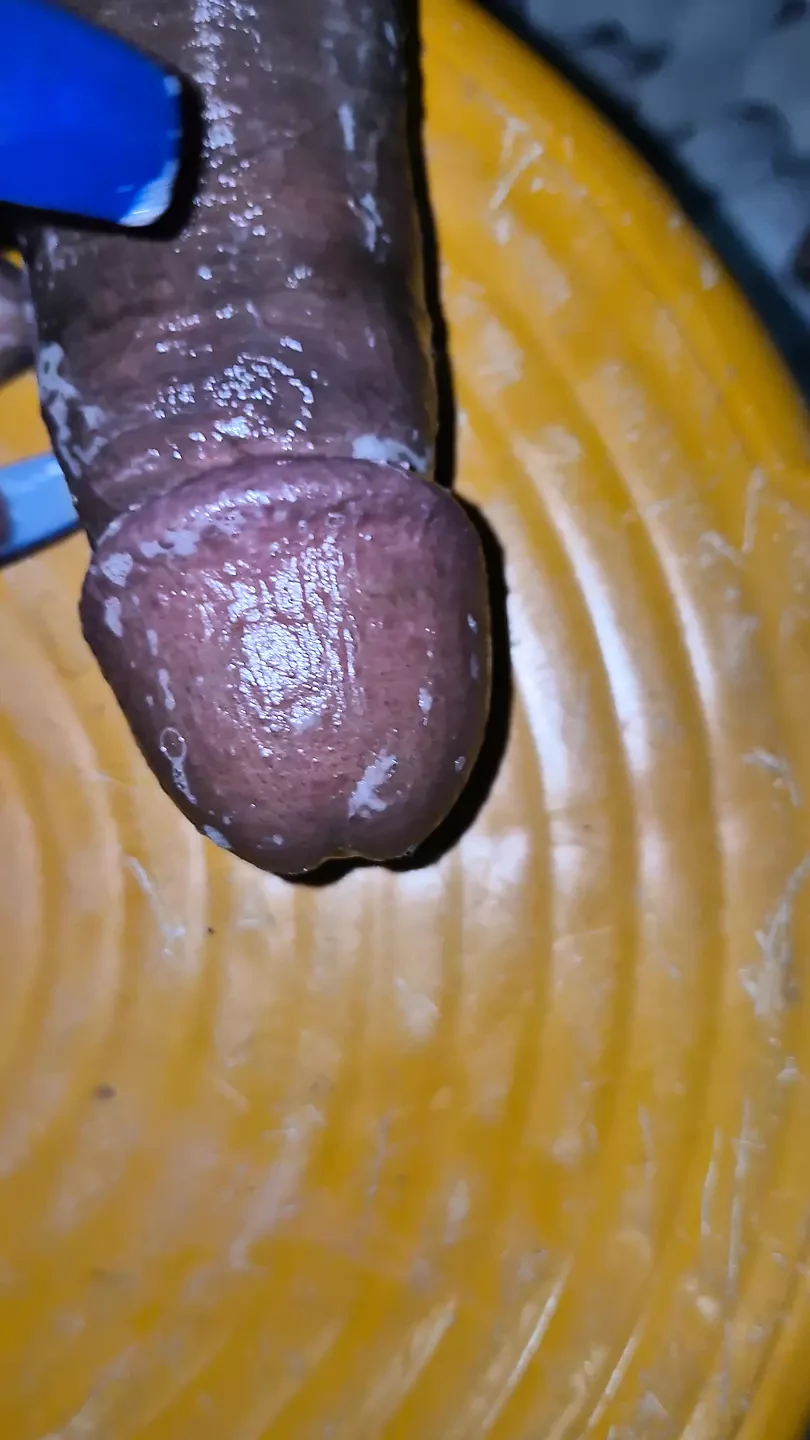 Blue nails creamy cock