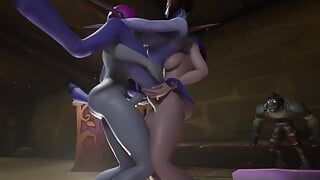 Futa Elves trio in piedi scopata doppia penetrazione - warcraft 3D parodia porno breve glip