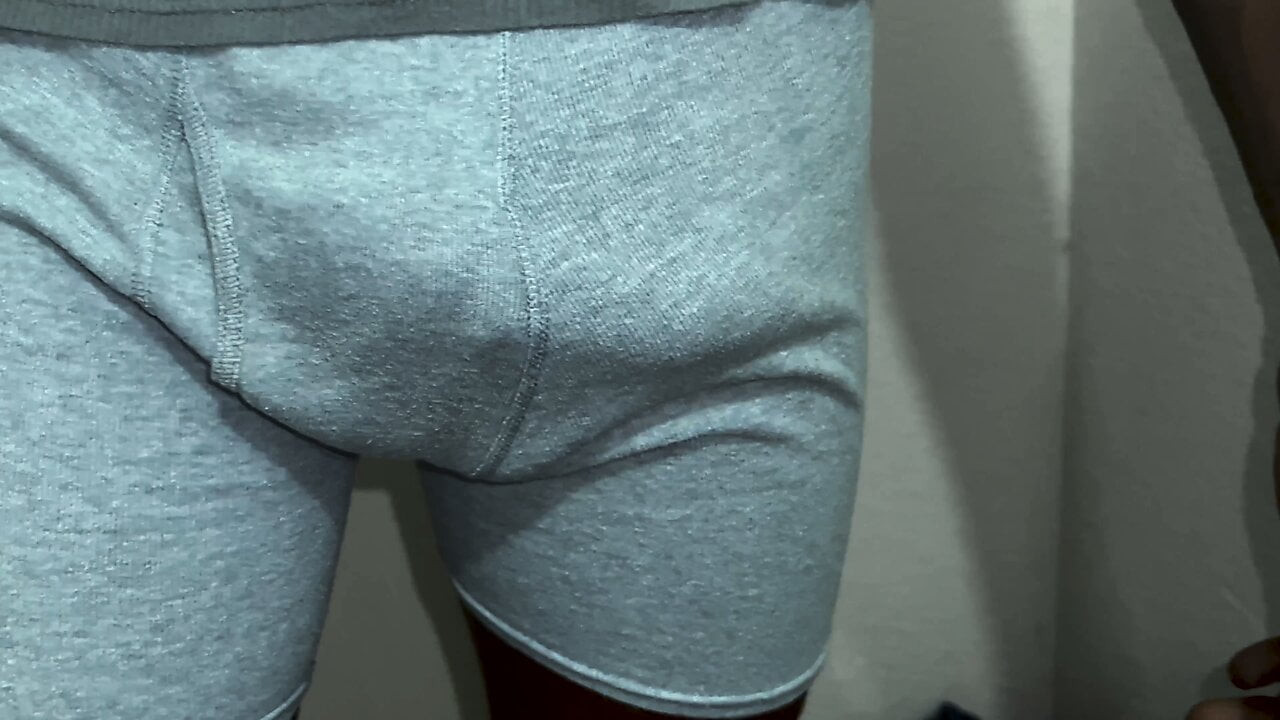 Big Black Dick Poking Out Underwear - Juicy BBC Tugging