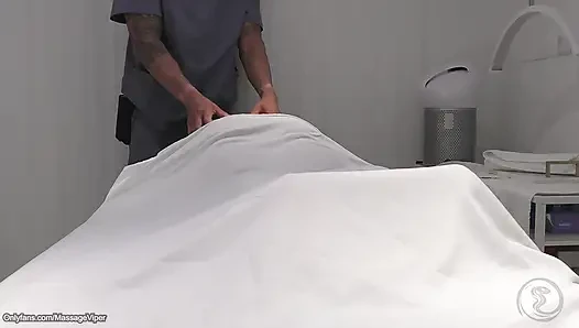 Real Massage Therapist Gets Sucked and Fucked by Fit Blonde Client
