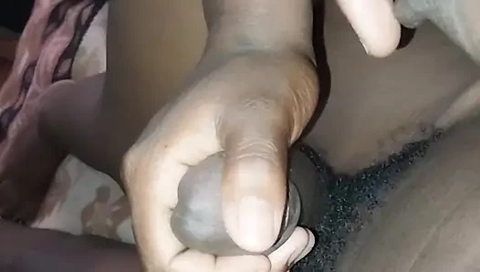 She jacks off my dick and sit on it