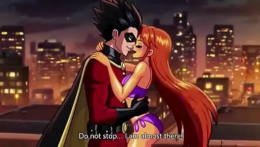 STARFIRE VE ROBIN BUHARLı ÇATı KATı ROMANTIZMI - ateşli 3 boyutlu anime çift
