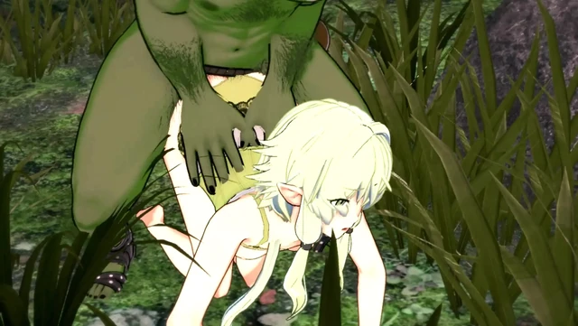Elf Archer Gets Fucked in the Forest by a Goblin