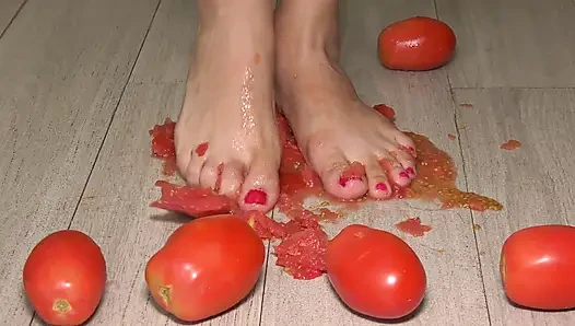 Hot Latina Tramples on Tomatoes and Gets Her Beautiful Feet Dirty!