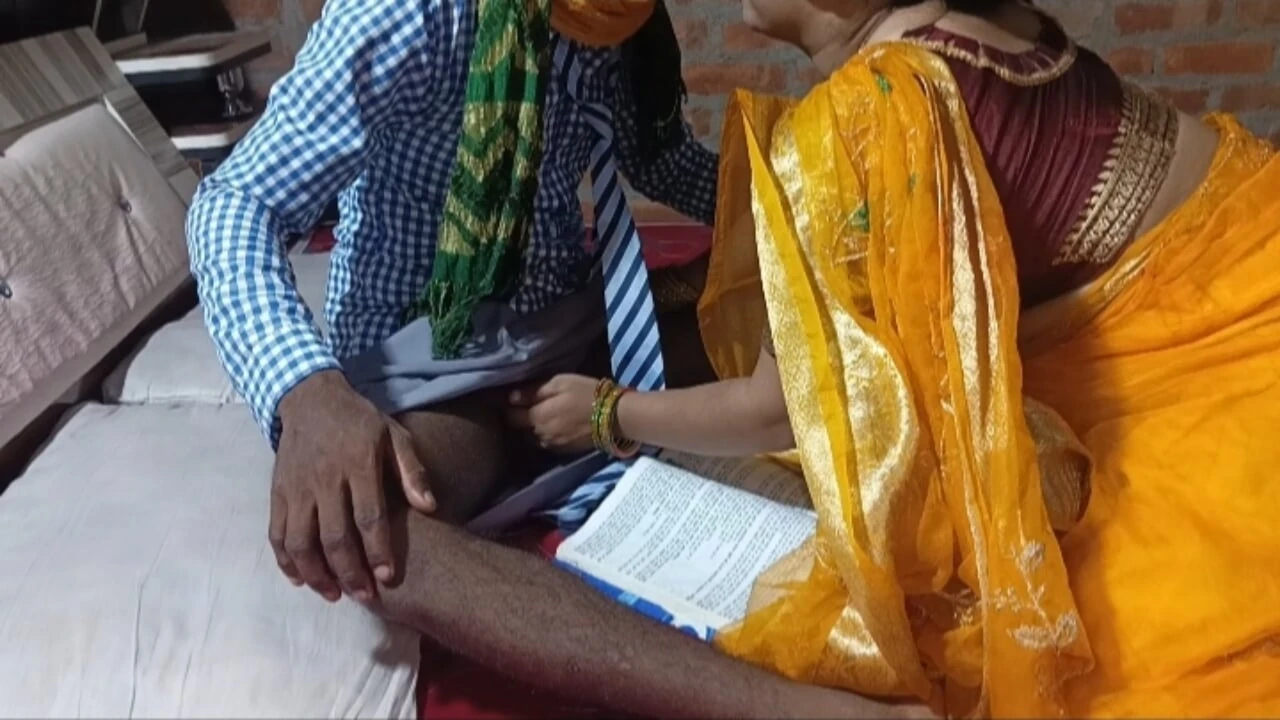 A teacher gave pleasure to a school girl in the room