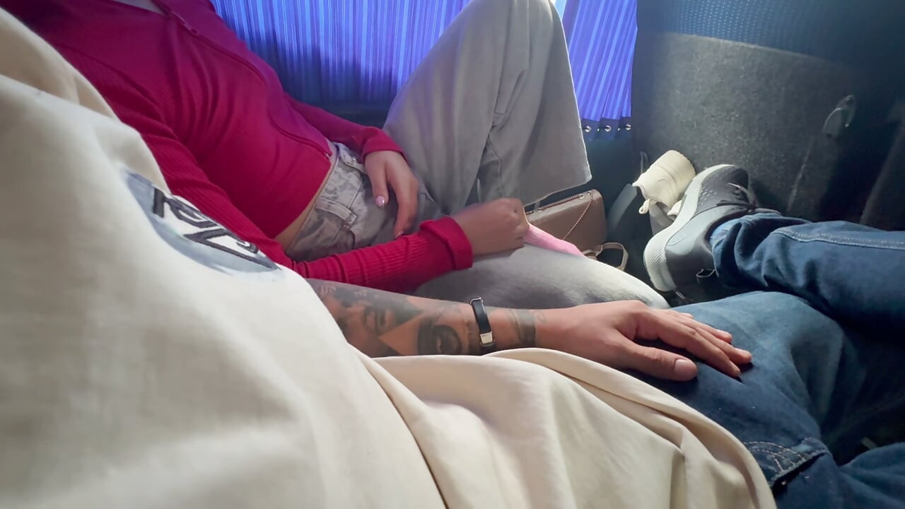 Teen Road to jerkoff and fingering pussy with in service bus