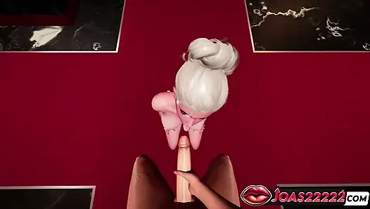 Hentai 3D Mikazuki Jepang - tenggorokan dalam bercinta, frenulum menjilati, facial handjob
