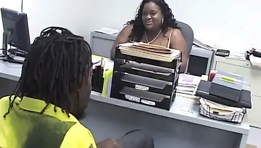 Big fat black girl fucking in the office