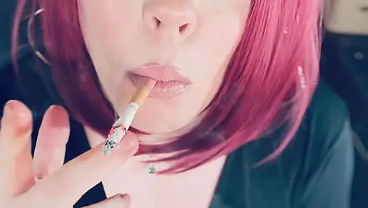 This gorgeous Secretary, Tina Snua,  Smokes A Cigarette For You With Lots Of Tricks