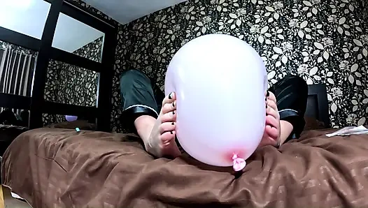 Satin Pajama Balloon Fetish Teasing, Nail Play & Barefoot Balloon Popping