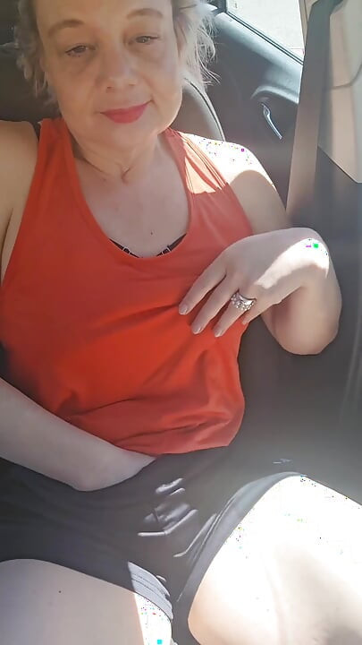 I Caress Myself and Dildo in the Car and Get Surprised