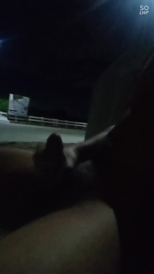 Late night road side cruising wank, finishing with a intense cumshot | Clip 1