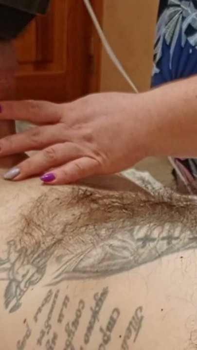 Mother-in-law massages dick jerks it off until I cum | Clip 1