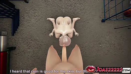 Siyah tayt yoga eğitmeni Anna büyük ıslak memeler üstte meme sikişi ve yüze boşalma ile biten gırtlağına kadar sikiş