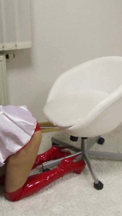 Captivating moment from "German MILF Nurse Katie Gives Young Virgin Boy His First Blowjob"