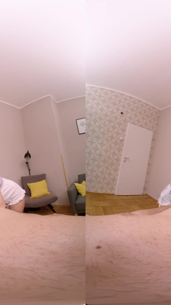 Powerful moment from "Two Girls Take Turns Massaging My Cock - Virtual Real Porn"