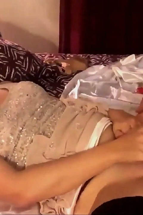 875 - White Slut in Pearl Dress, Satin, Doggy Style, Thong, Masturbation, Sex Toys!