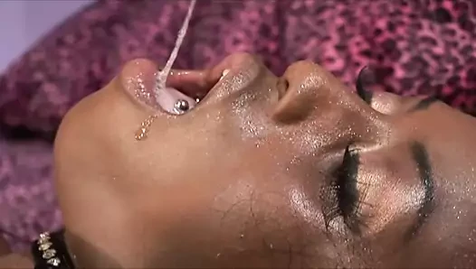 Double Cocks for Ebony Milf with Natural Boobs