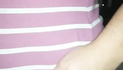 Stroking my hairy pussy in front of my husband
