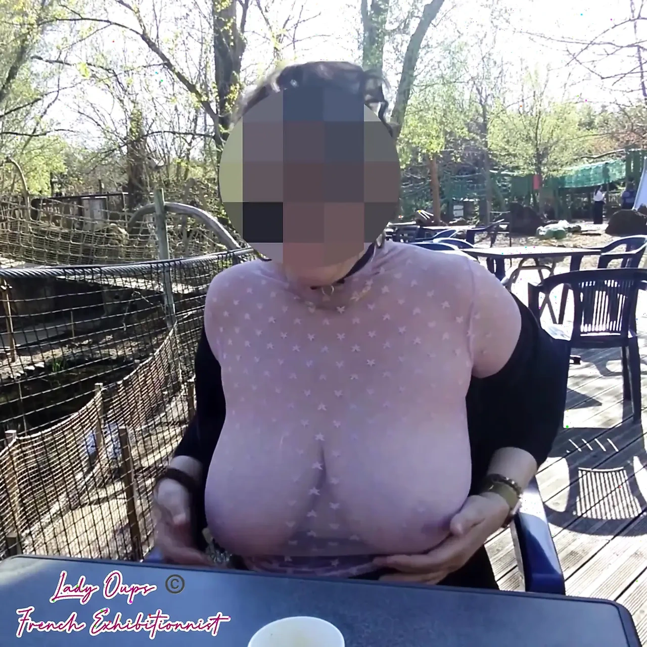 Small Café on the Terrace with a Transparent Top and a Mini Skirt No Panties