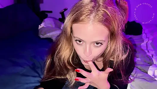 ''OMG, that's a lot of cum'' Young Blonde Gives A Blowjob And Receives A Massive Cumshot To Swallow And Play With