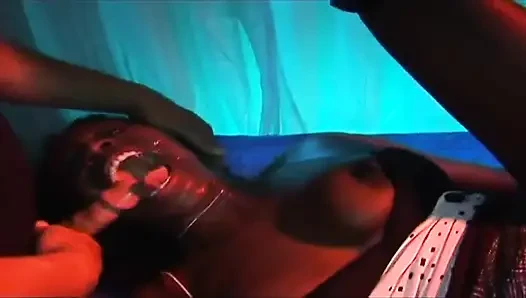 Ebony Babe Stretched Wide by Intense Fingering and Dripping Cum