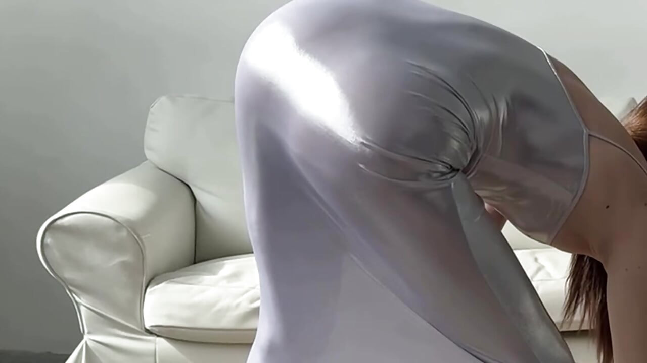 flexible girl yoga time transparent dress