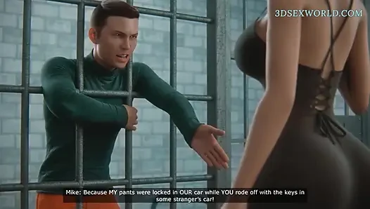 Große betrügende ehefrau würde alles tun, um ihren ehemann aus dem gefängnis zu retten (3D anime)