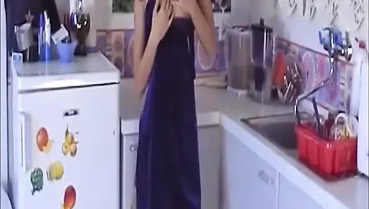 Brunette Slides Blue Vibrator Deep in Wet Pussy